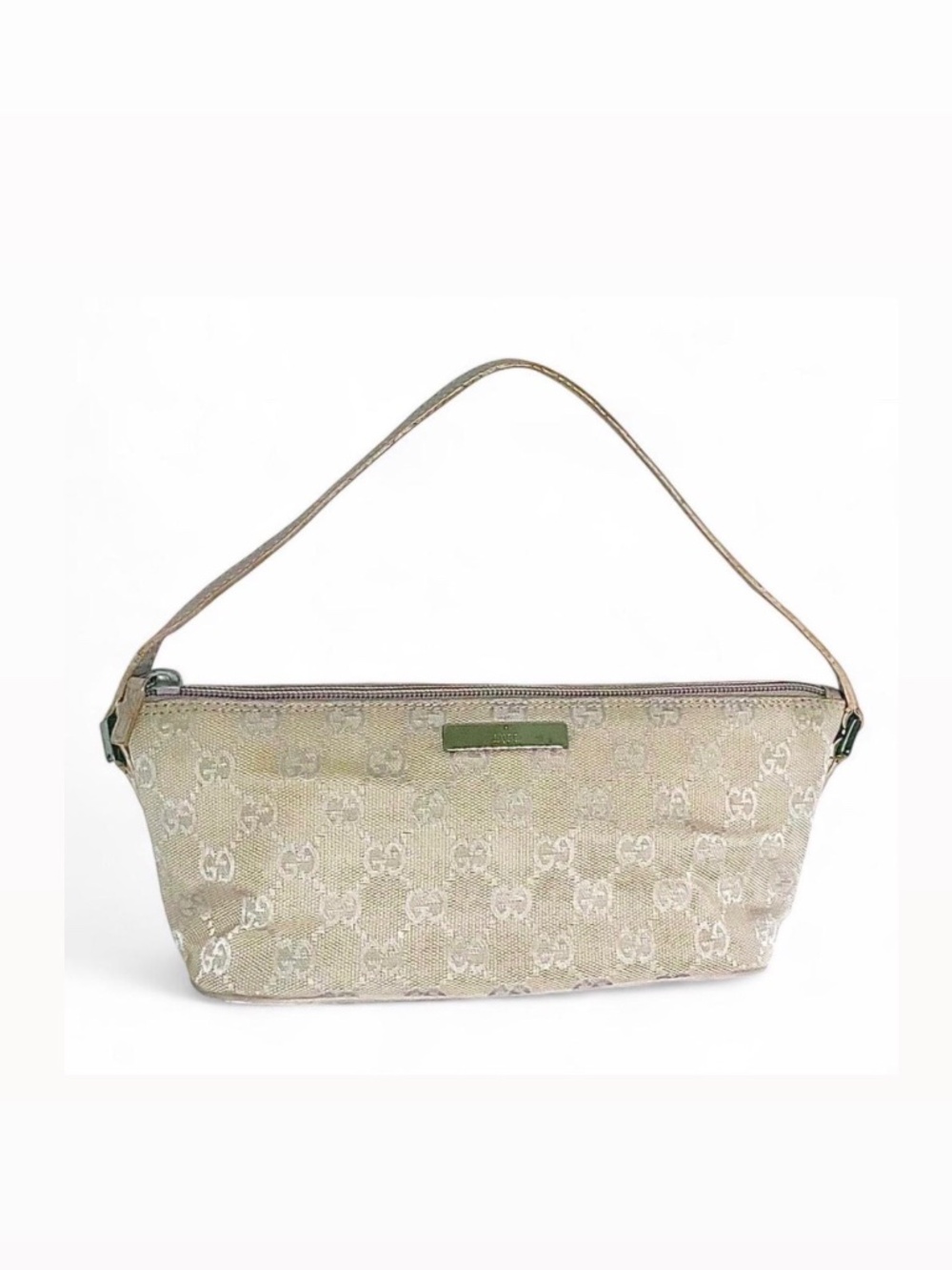 ⚜️Authentic Gucci Vintage Faded Lavender GG Canvas Boat Pochette with COA